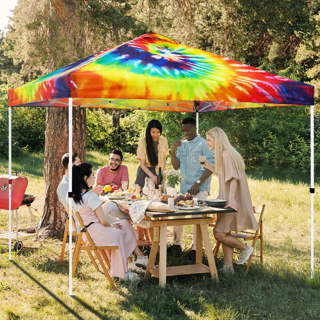 Easy Setup Straight Leg 10x10 Pop Up Canopy Tent Graphix Top w/ 100 sqft of Shade - Eagle Peak Custom Canopy Tent