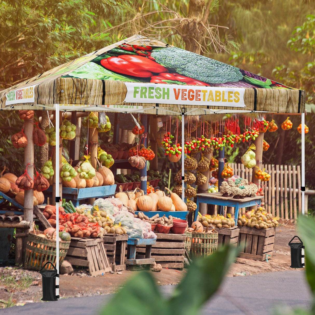 Easy Setup Straight Leg 10x10 Pop Up Canopy Tent Graphix Top w/ 100 sqft of Shade - Eagle Peak Custom Canopy Tent