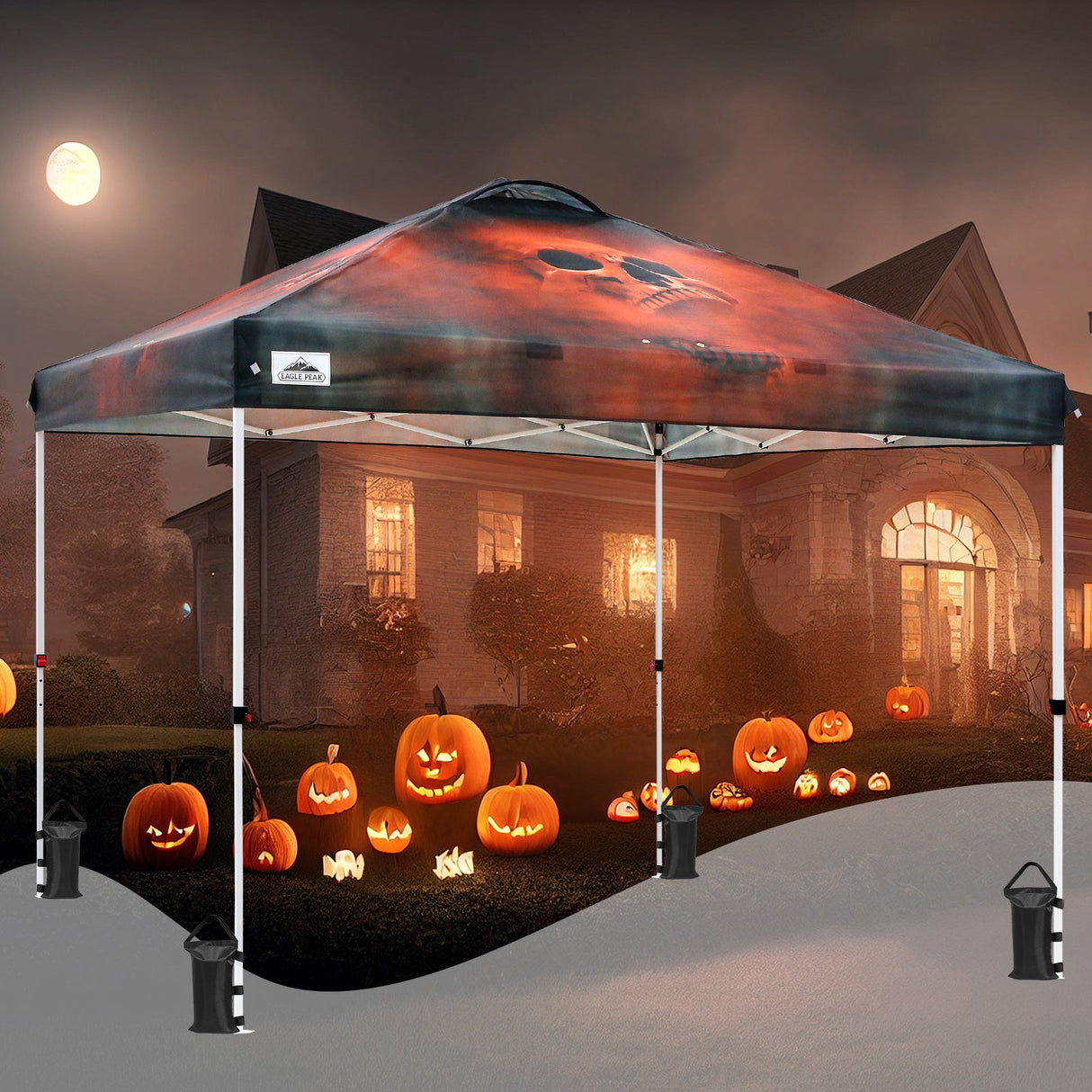 Easy Setup Straight Leg 10x10 Pop Up Canopy Tent Graphix Top w/ 100 sqft of Shade - Eagle Peak Custom Canopy Tent