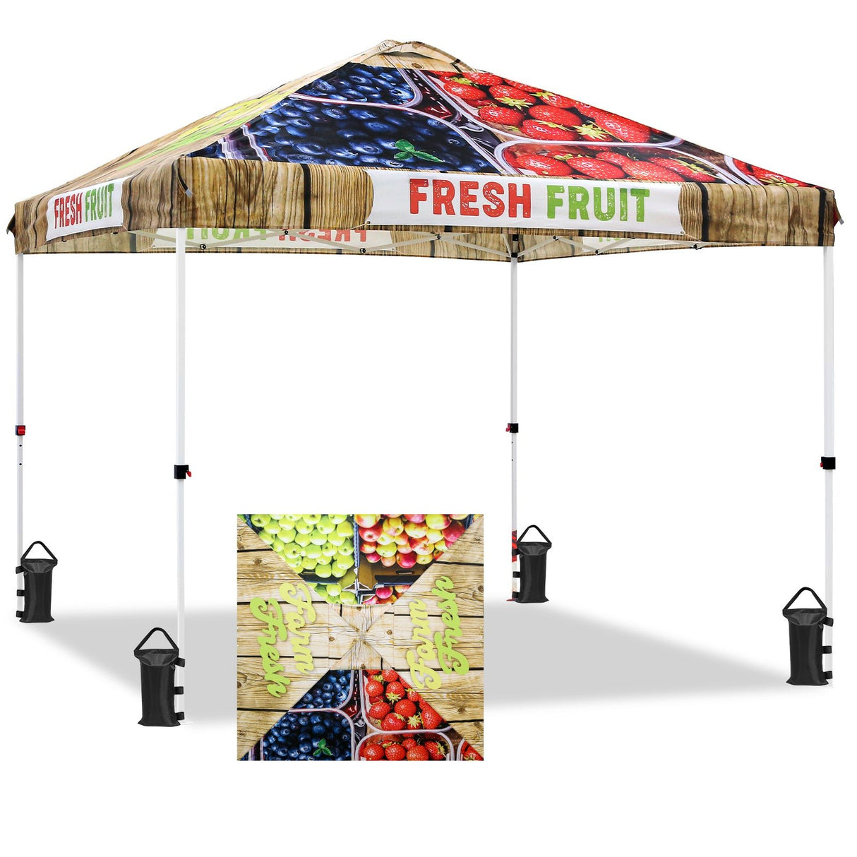 Easy Setup Straight Leg 10x10 Pop Up Canopy Tent Graphix Top w/ 100 sqft of Shade - Eagle Peak Custom Canopy Tent