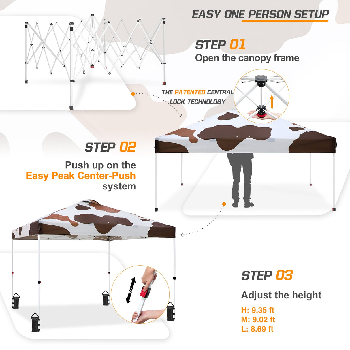Easy Setup Straight Leg 10x10 Pop Up Canopy Tent Graphix Top w/ 100 sqft of Shade - Eagle Peak Custom Canopy Tent