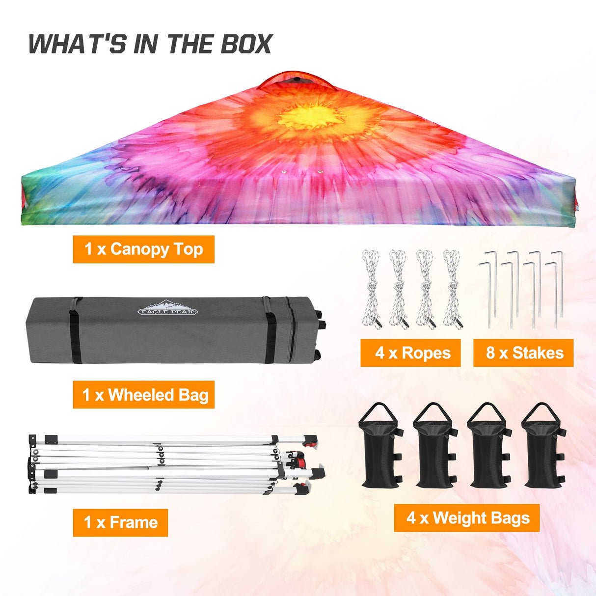 Easy Setup Straight Leg 10x10 Pop Up Canopy Tent Graphix Top w/ 100 sqft of Shade - Eagle Peak Custom Canopy Tent