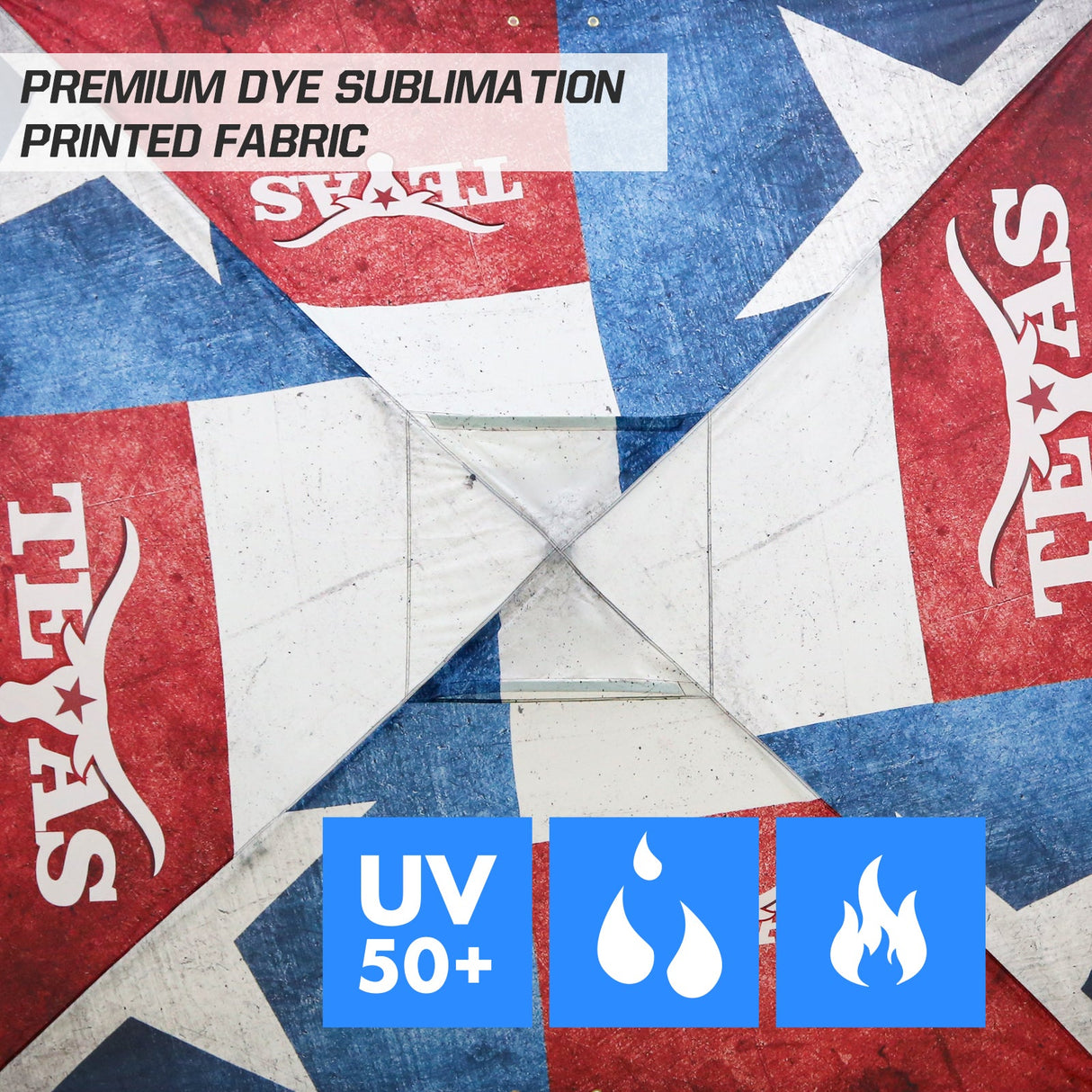 Easy Setup Straight Leg 10x10 Pop Up Canopy Tent Graphix Top w/ 100 sqft of Shade - Eagle Peak Custom Canopy Tent