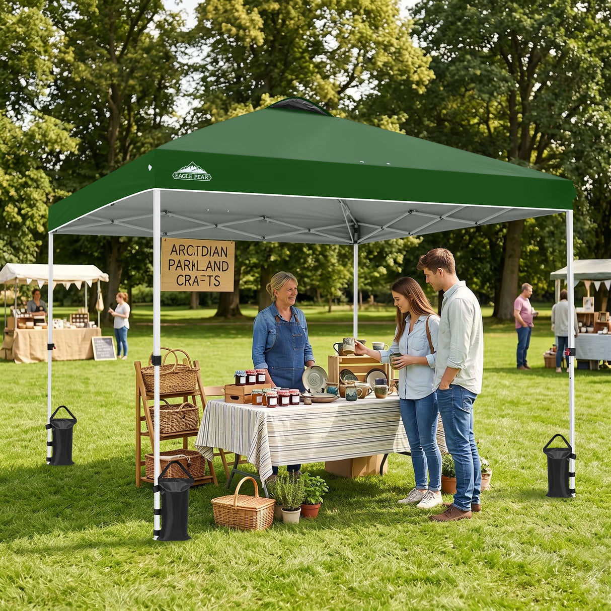 Easy Setup Straight Leg 10x10 Pop Up Canopy Tent w/ 100 sqft of Shade - Eagle Peak®