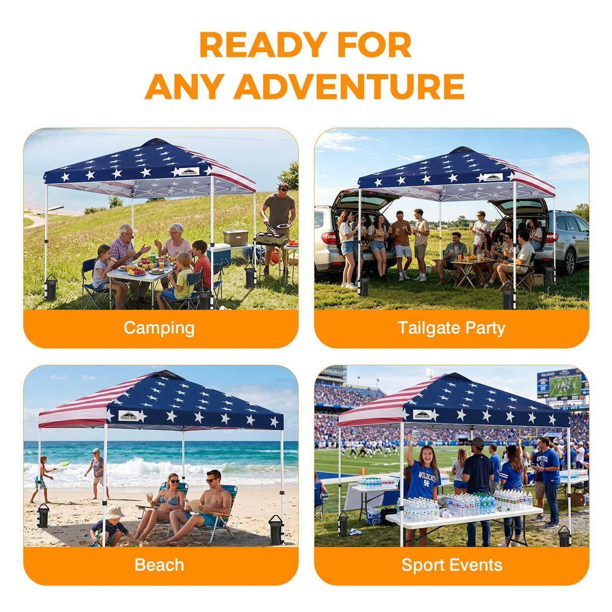 Easy Setup Straight Leg 10x10 Pop Up Canopy Tent w/ 100 sqft of Shade - Eagle Peak®