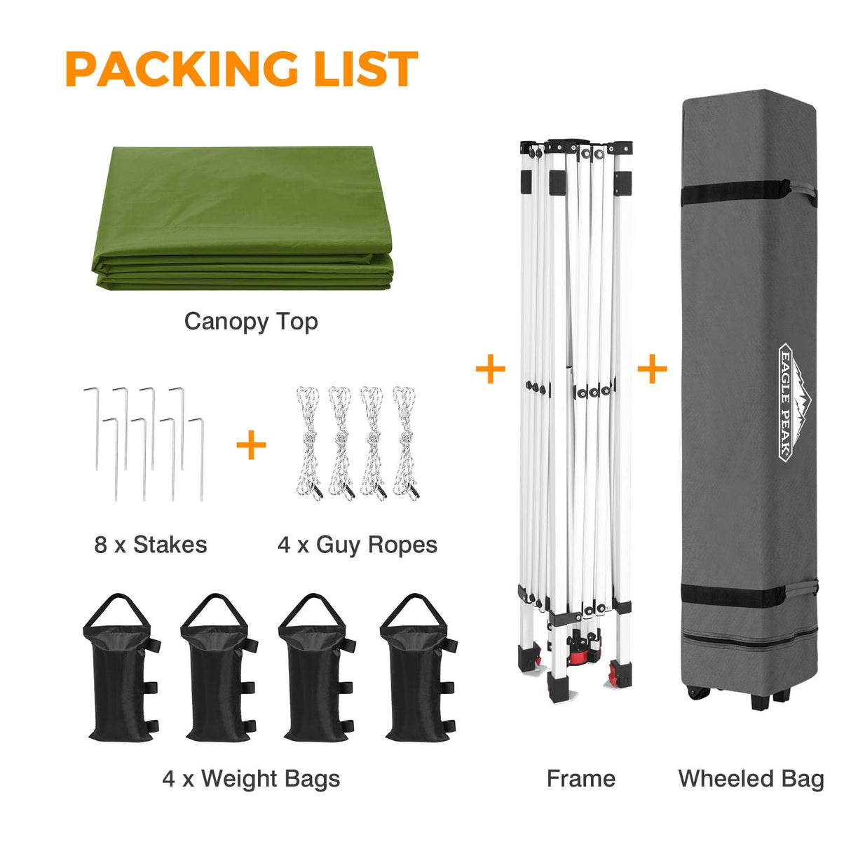 Easy Setup Straight Leg 10x10 Pop Up Canopy Tent w/ 100 sqft of Shade - Eagle Peak®