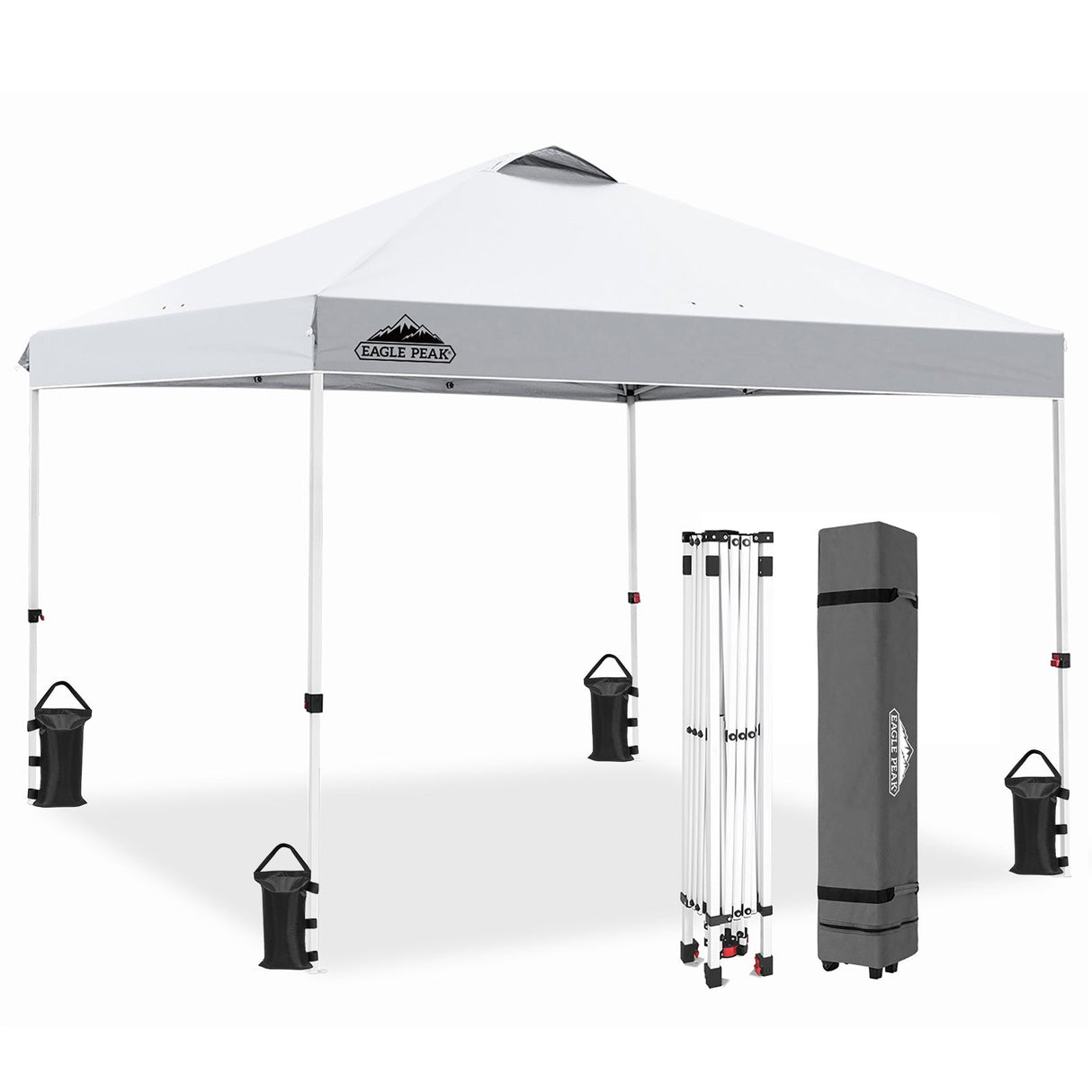 Easy Setup Straight Leg 10x10 Pop Up Canopy Tent w/ 100 sqft of Shade - Eagle Peak Custom Canopy Tent