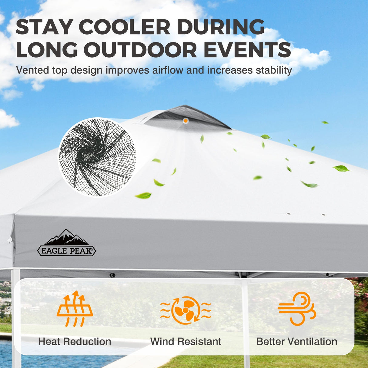Easy Setup Straight Leg 10x10 Pop Up Canopy Tent w/ 100 sqft of Shade - Eagle Peak®