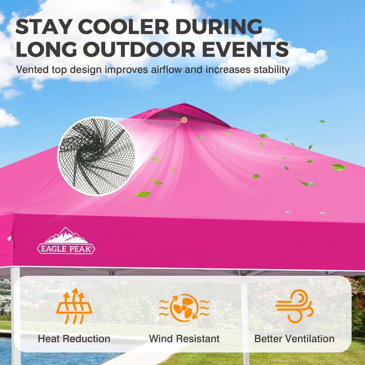 Easy Setup Straight Leg 10x10 Pop Up Canopy Tent w/ 100 sqft of Shade - Eagle Peak®