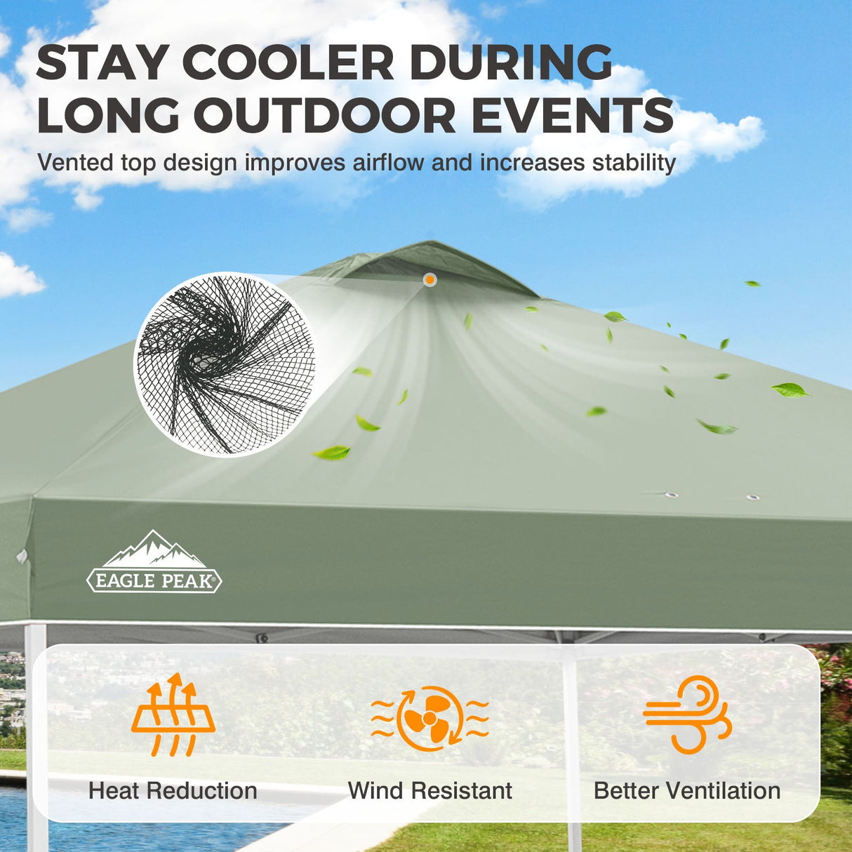 Easy Setup Straight Leg 10x10 Pop Up Canopy Tent w/ 100 sqft of Shade - Eagle Peak®