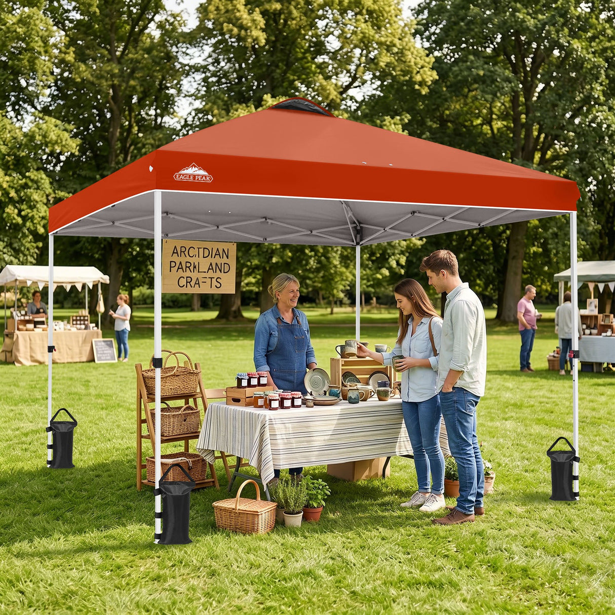 Easy Setup Straight Leg 10x10 Pop Up Canopy Tent w/ 100 sqft of Shade - Eagle Peak®