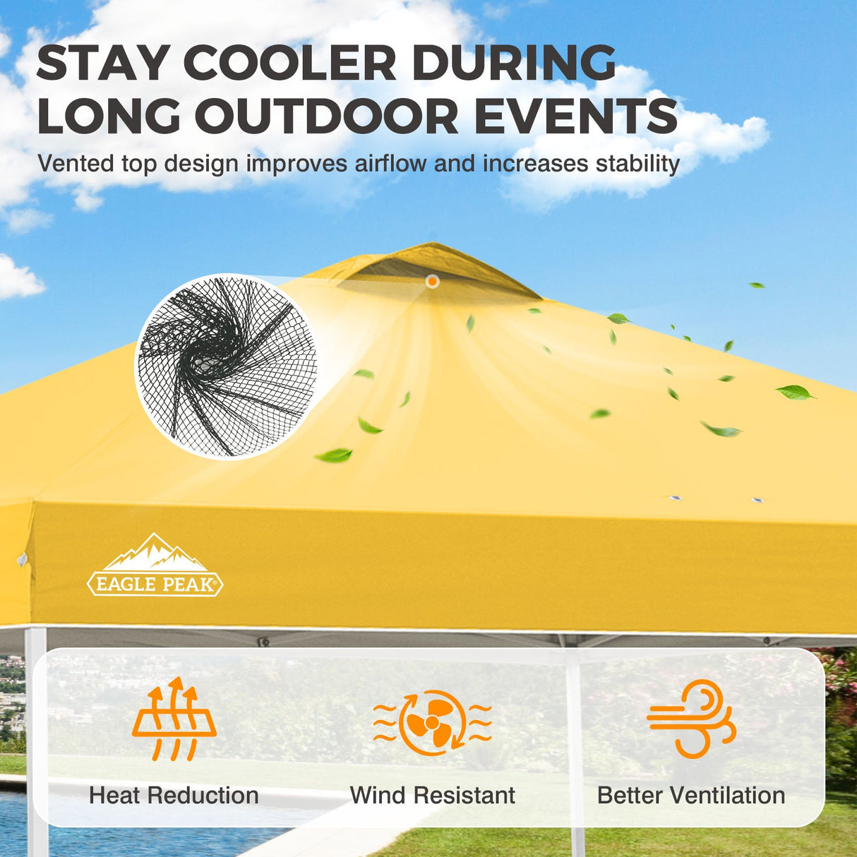 Easy Setup Straight Leg 10x10 Pop Up Canopy Tent w/ 100 sqft of Shade - Eagle Peak®