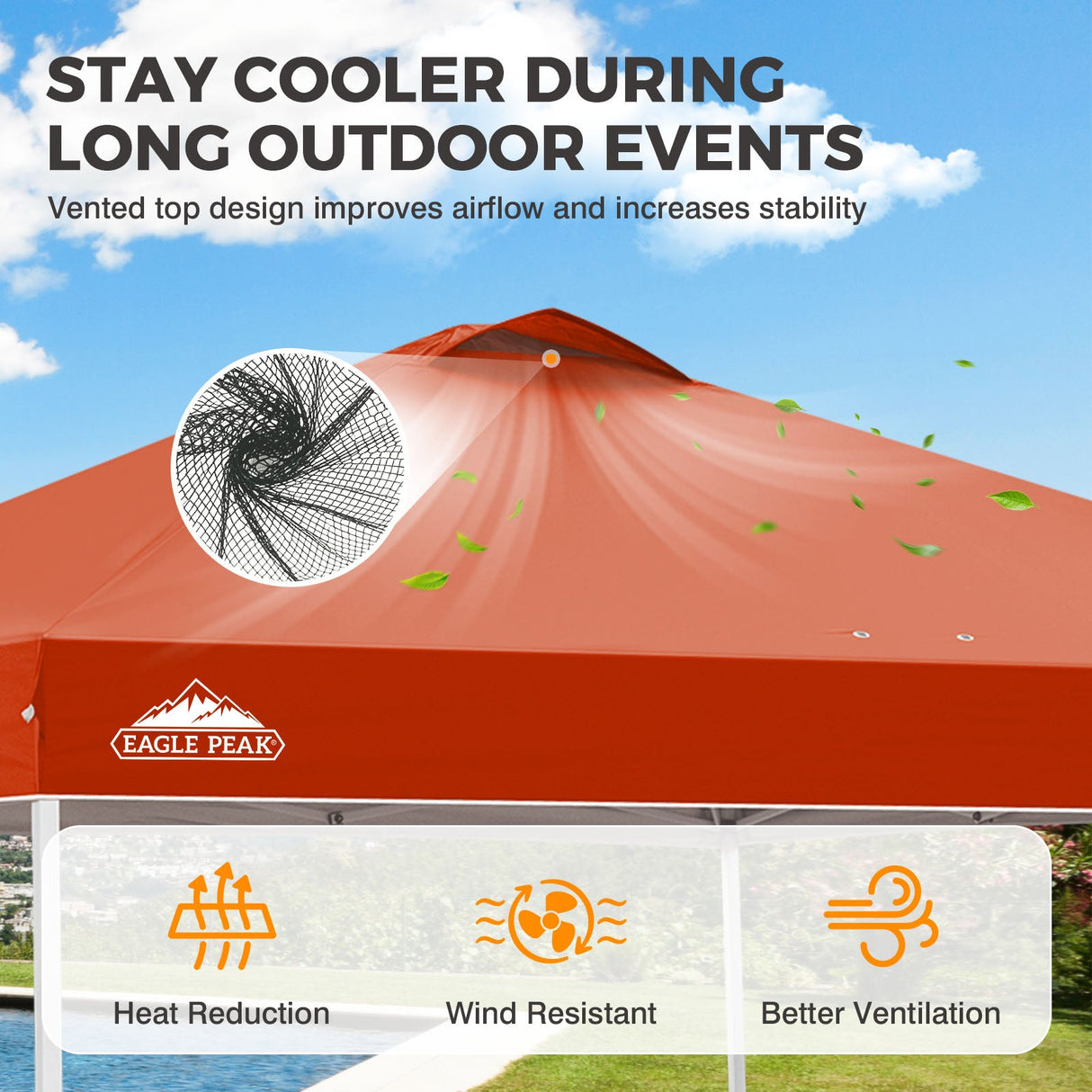 Easy Setup Straight Leg 10x10 Pop Up Canopy Tent w/ 100 sqft of Shade - Eagle Peak®