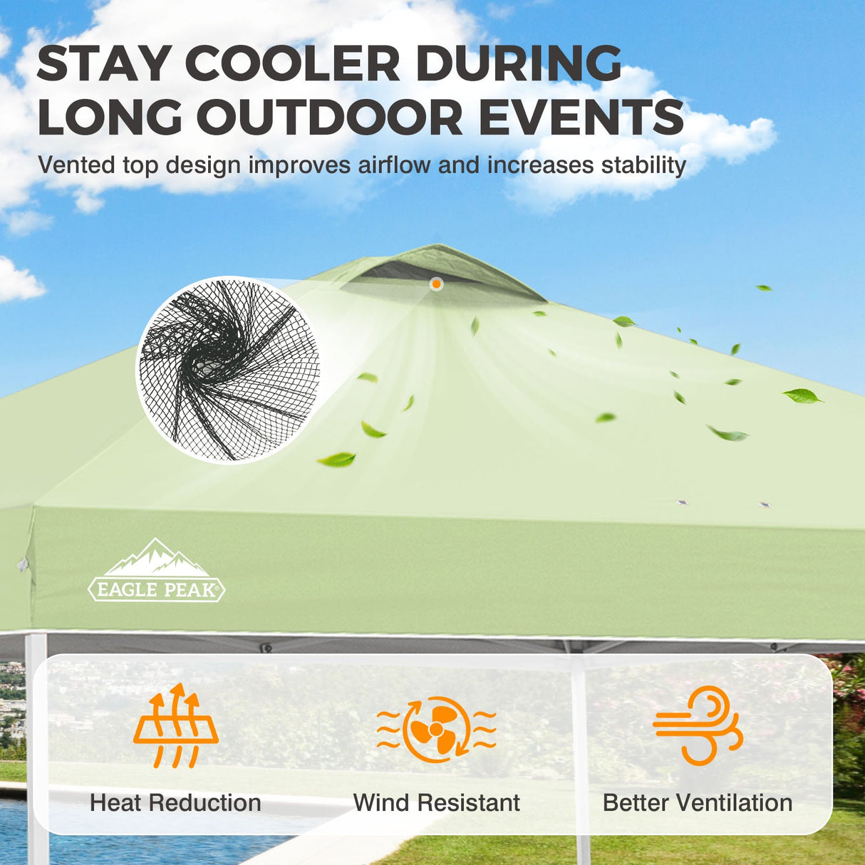 Easy Setup Straight Leg 10x10 Pop Up Canopy Tent w/ 100 sqft of Shade - Eagle Peak®