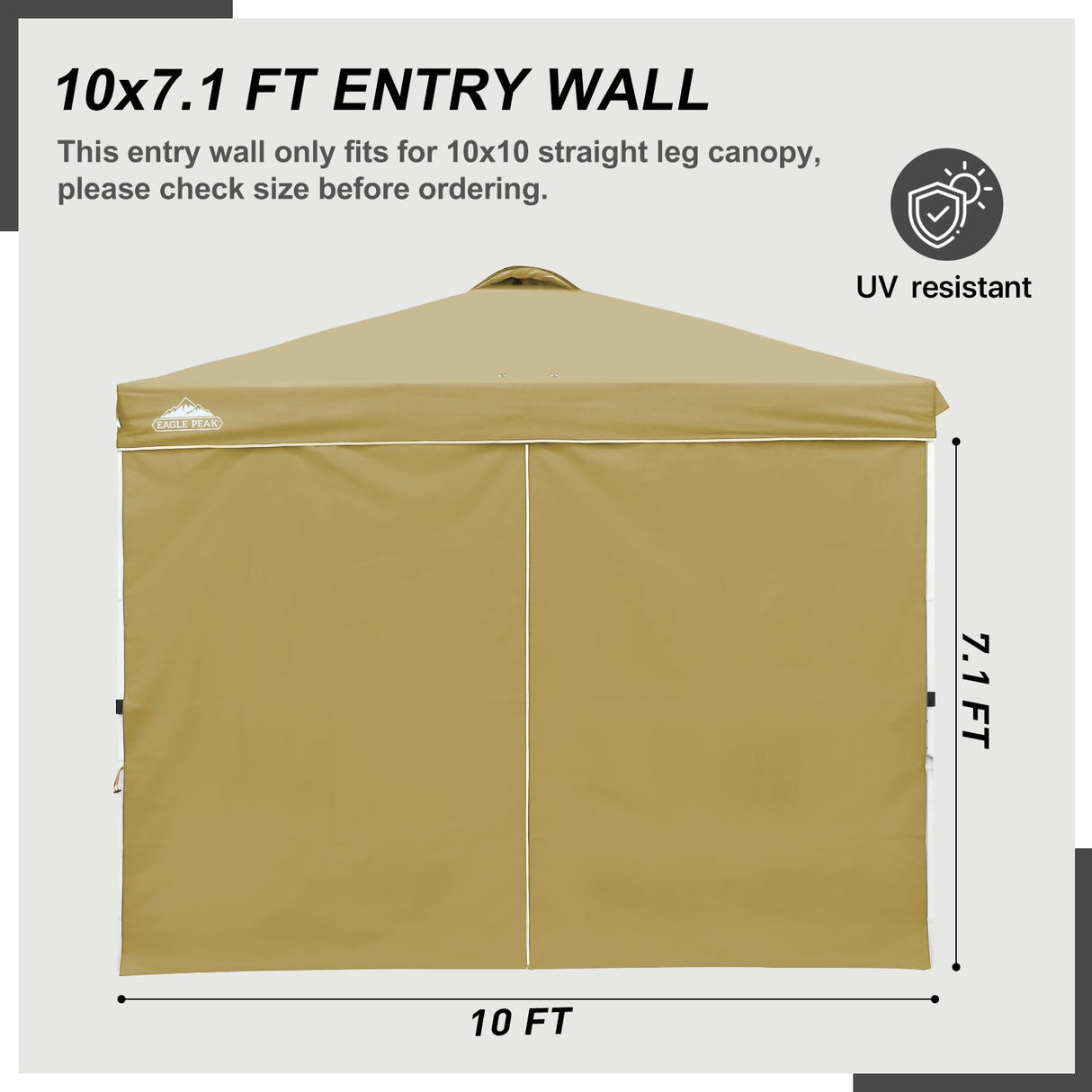 Entry Wall Panel with Zipper for 10x10 Straight Leg Canopy only, 1 Sidewall - Eagle Peak Custom Canopy Tent