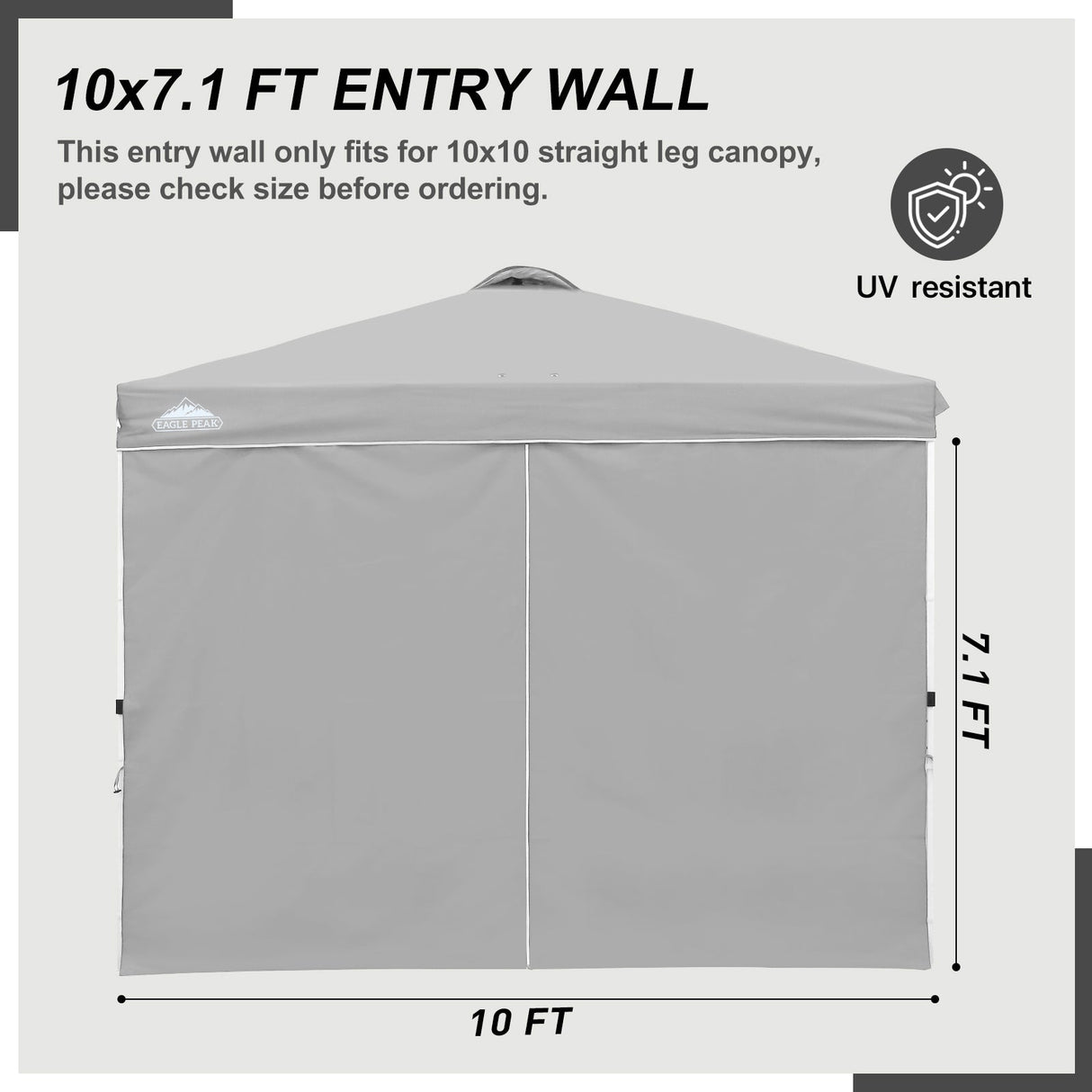 Entry Wall Panel with Zipper for 10x10 Straight Leg Canopy only, 1 Sidewall - Eagle Peak Custom Canopy Tent