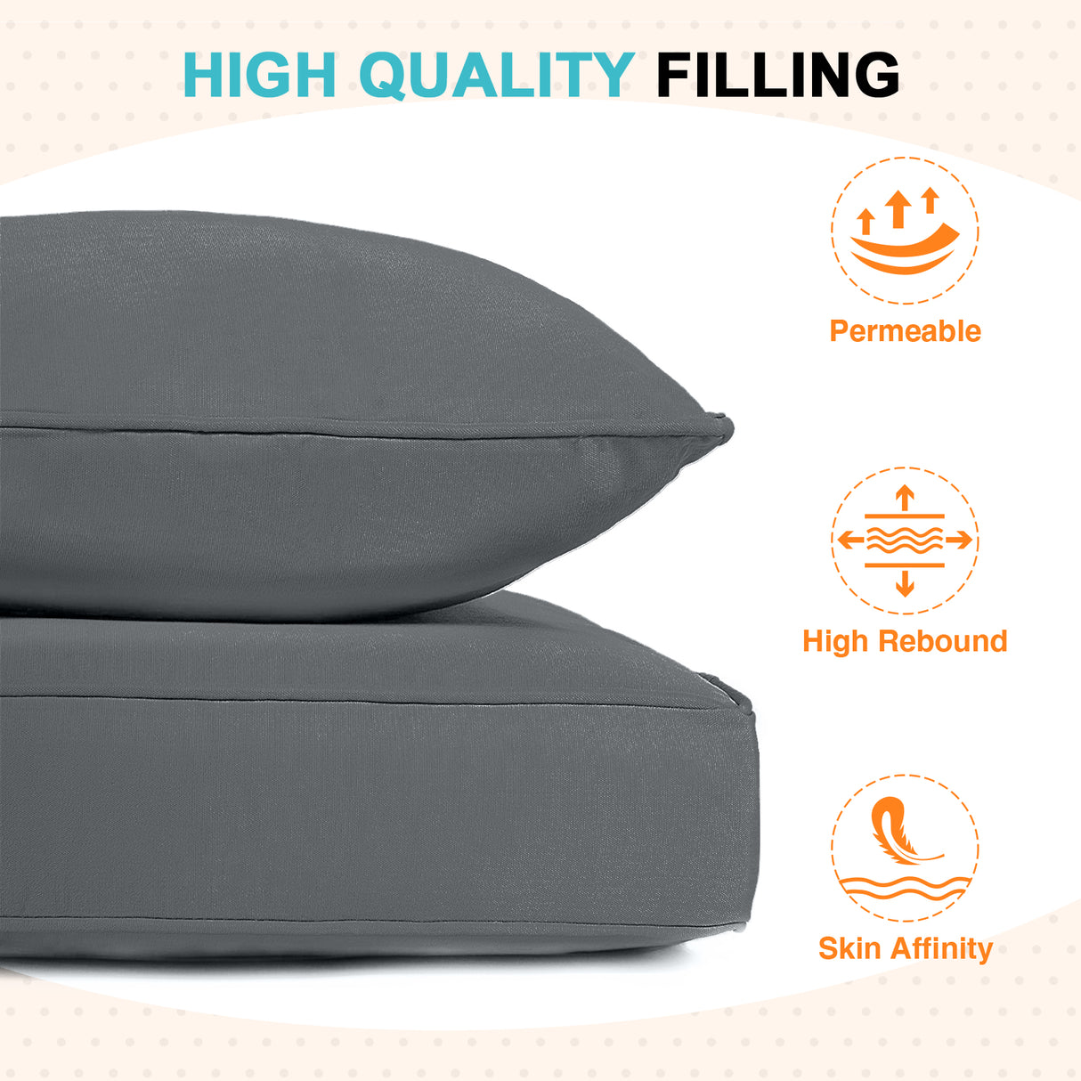 Outdoor Deep Seat Patio Seat Cushion Set, 25x25x5 inch, 2-Piece Back Chair Cushion, 1 Pack