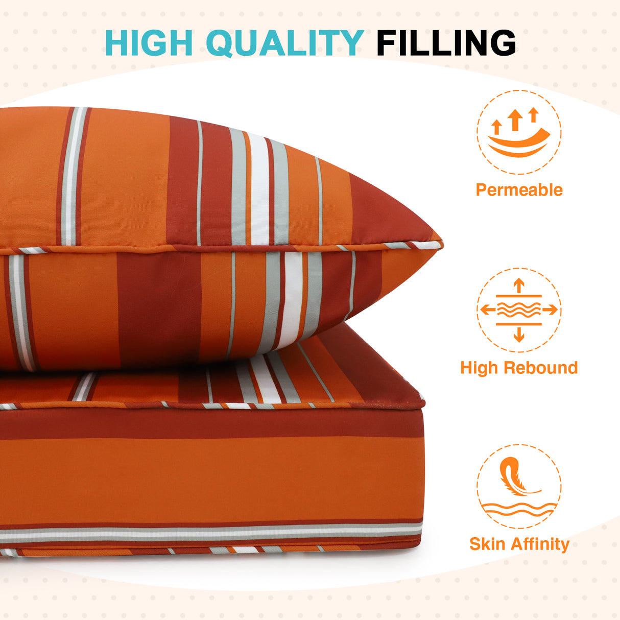 Outdoor Deep Seat Patio Seat Cushion Set, 25x25x5 inch, 2-Piece Back Chair Cushion, 1 Pack