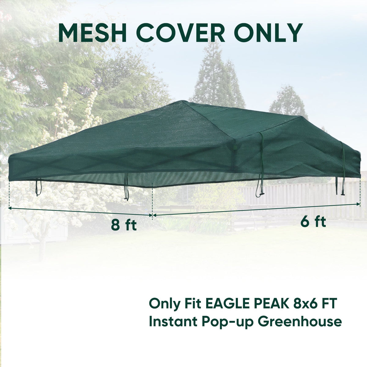 Greenhouse Replacement Shade Cloth Top Cover for 8x6/12x8 Portable Walk-in Pop up Greenhouse - Eagle Peak®