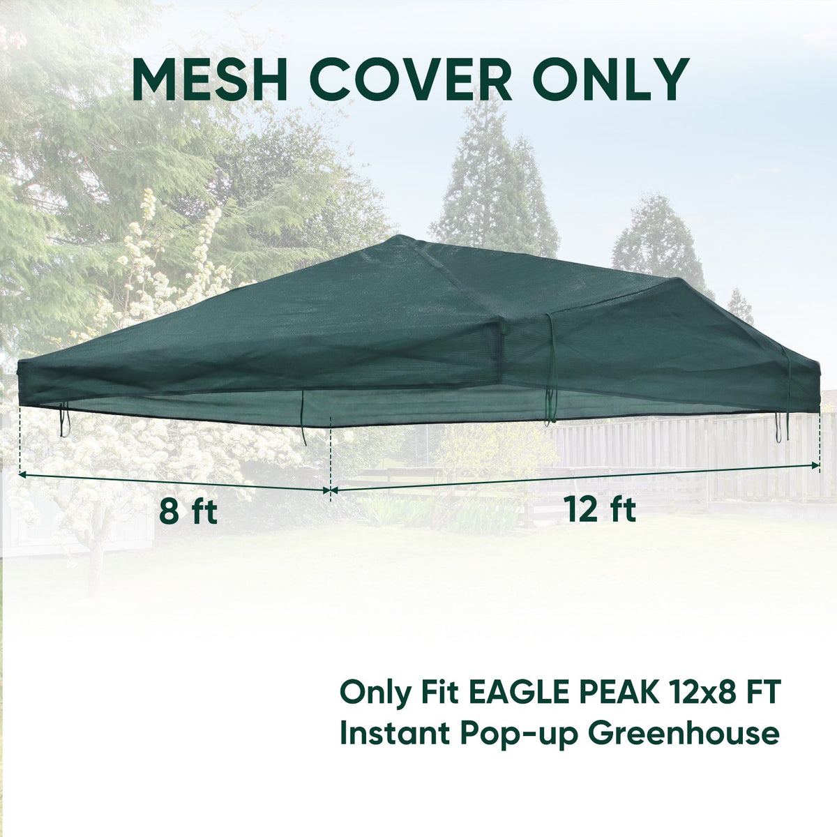 Greenhouse Replacement Shade Cloth Top Cover for 8x6/12x8 Portable Walk-in Pop up Greenhouse - Eagle Peak®