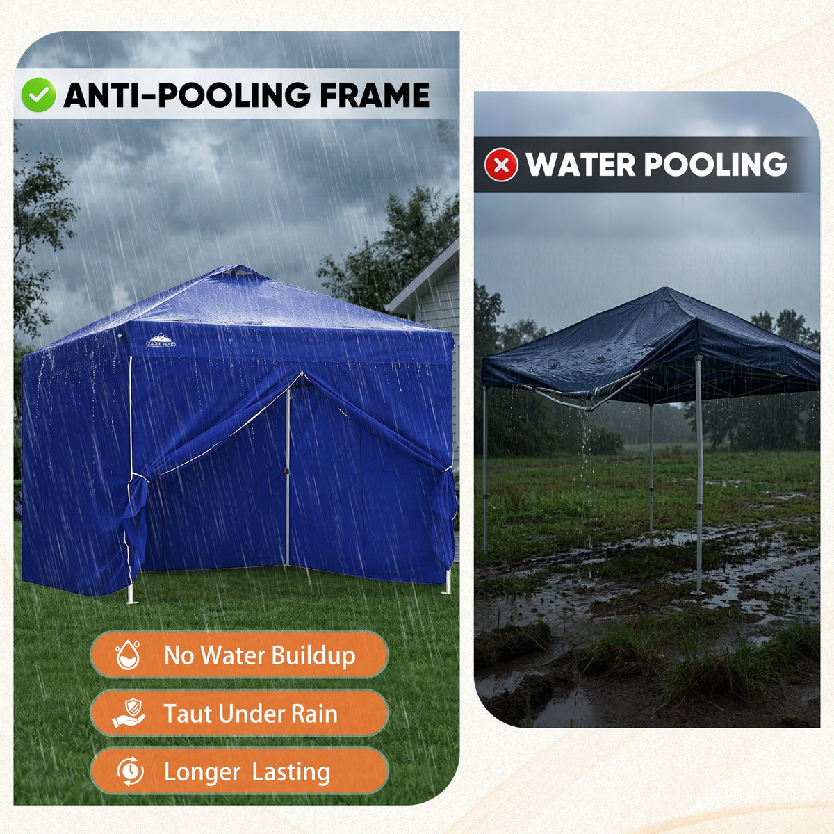 Heavy Duty 10x10 Pop Up Canopy Tent, 4 Canopy Sidewalls - Eagle Peak®