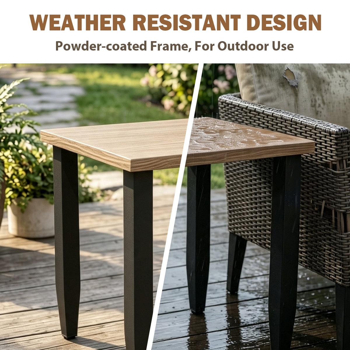 Modern Outdoor Side Table, Wood Grain Top - Eagle Peak®