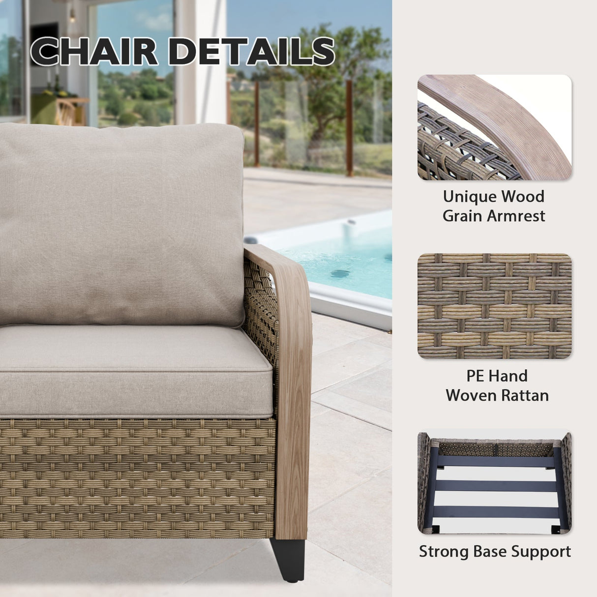 Modern Wicker 3 Piece Outdoor Patio Furniture Set, a 3 - Seat Loveseat and 2 Ottomans - Eagle Peak Custom Canopy Tent