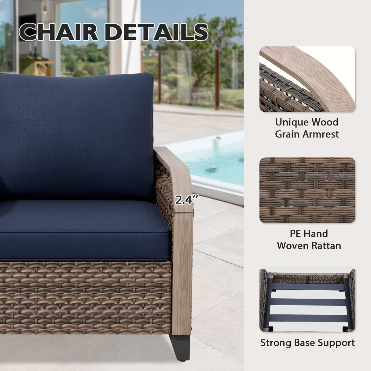 Modern Wicker 3 Piece Outdoor Patio Furniture Set, a 3 - Seat Loveseat and 2 Ottomans - Eagle Peak Custom Canopy Tent
