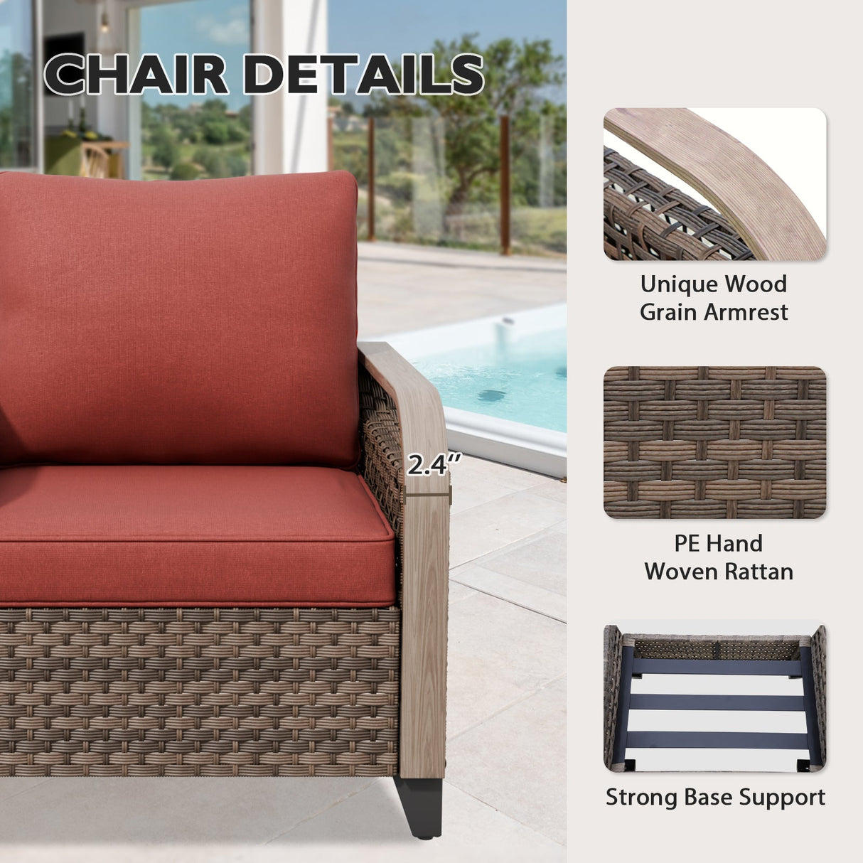 Modern Wicker Outdoor Chair,2 Chairs 2 Ottomans, 4 Pieces, Brown/Gray - Eagle Peak Custom Canopy Tent