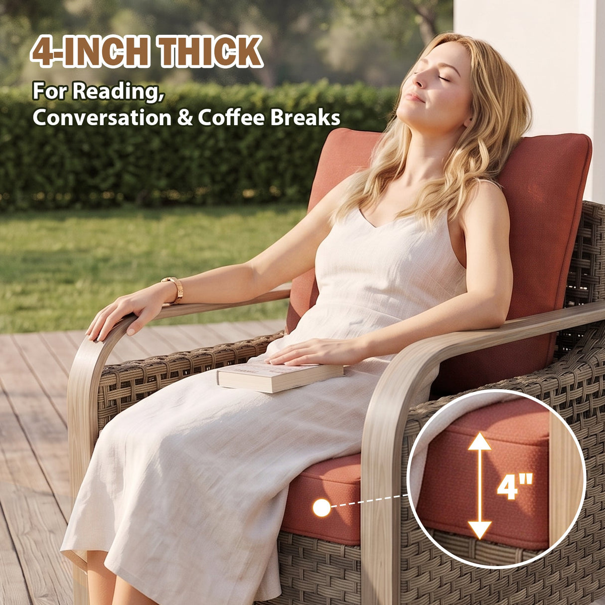 Modern Wicker Outdoor Chair,2 Chairs 2 Ottomans, 4 Pieces, Brown/Gray - Eagle Peak®