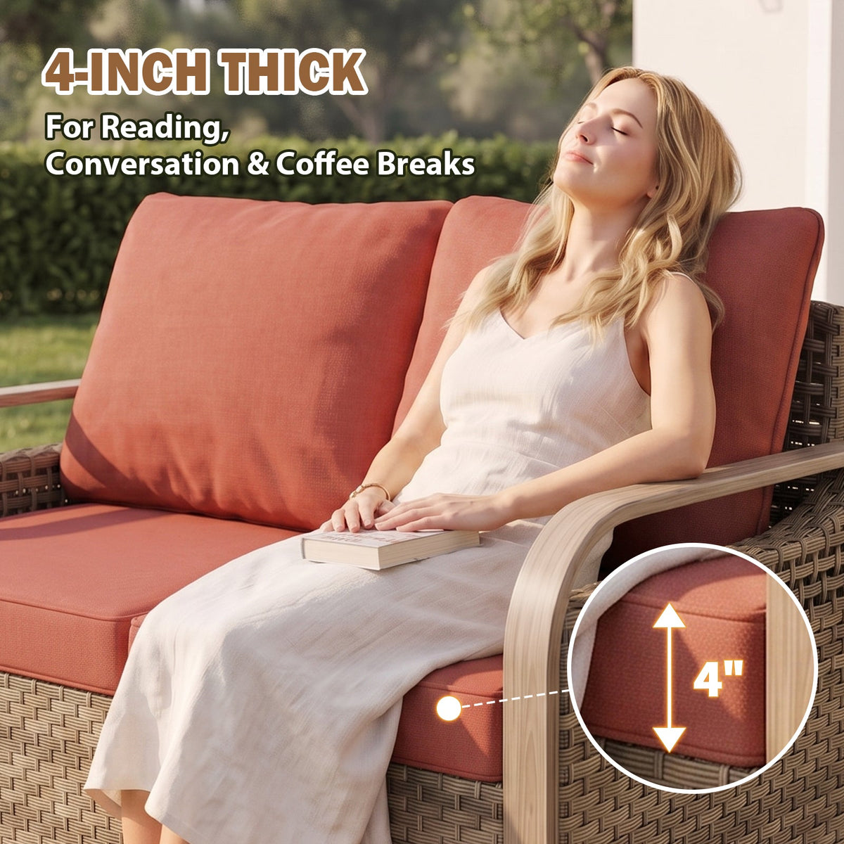 Modern Wicker Outdoor Furniture 2 Seat Loveseat Sofa , Brown/Gray - Eagle Peak®