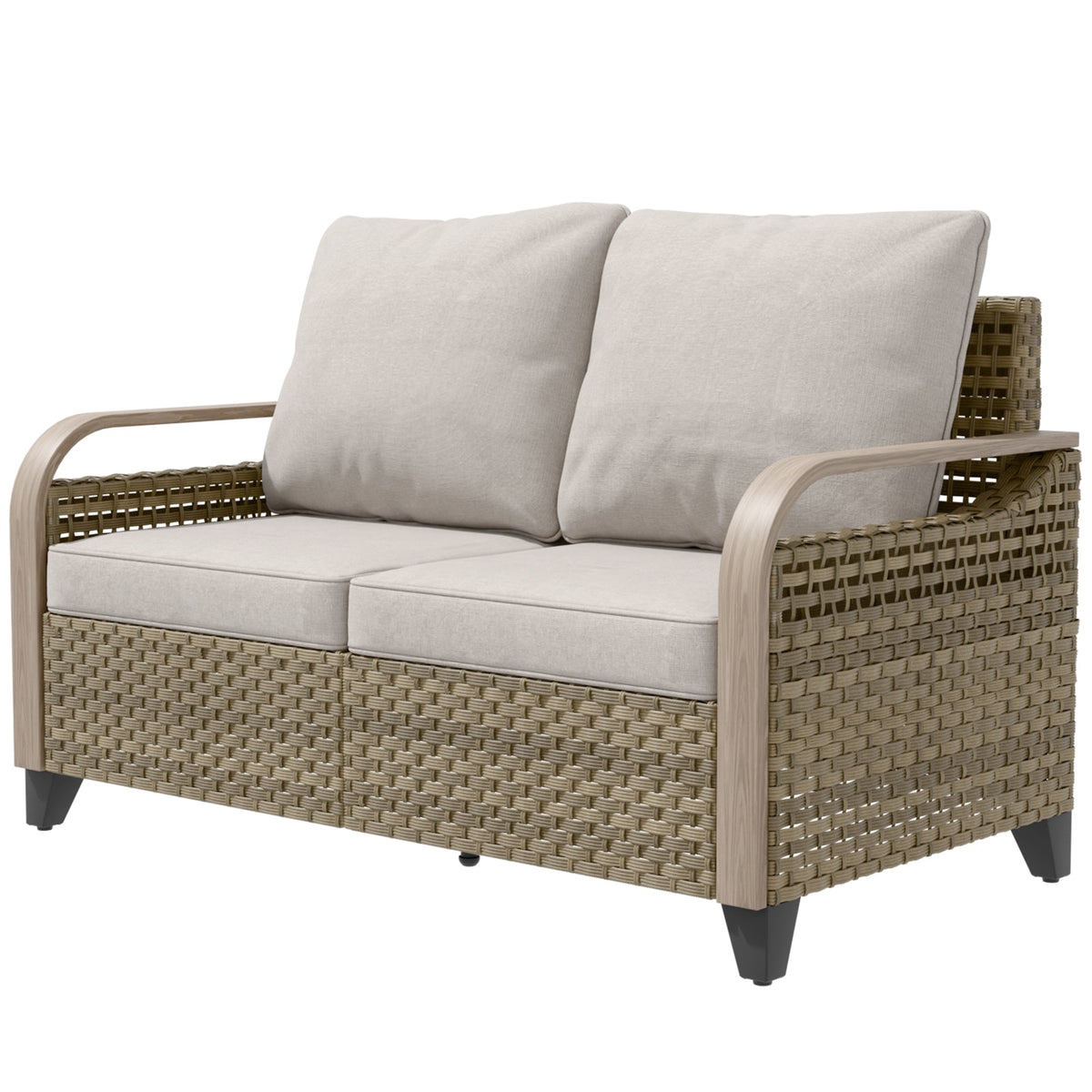 Modern Wicker Outdoor Furniture 2 Seat Loveseat Sofa , Brown/Gray - Eagle Peak®