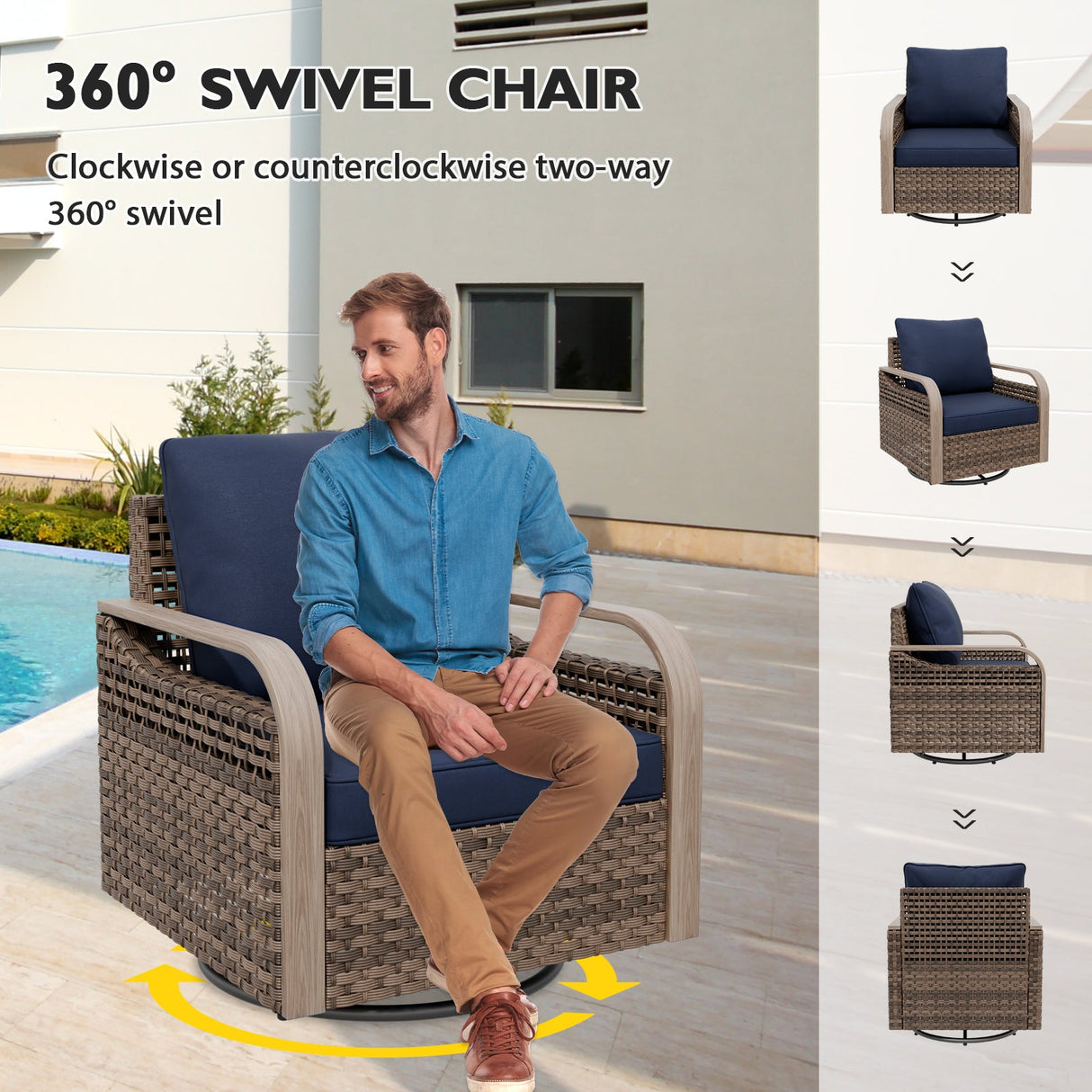 Modern Wicker Outdoor Glider Rocking Chair,2 Chairs, Brown/Gray - Eagle Peak Custom Canopy Tent