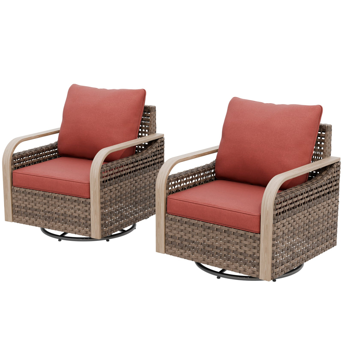 Modern Wicker Outdoor Glider Rocking Chair,2 Chairs, Brown/Gray - Eagle Peak®
