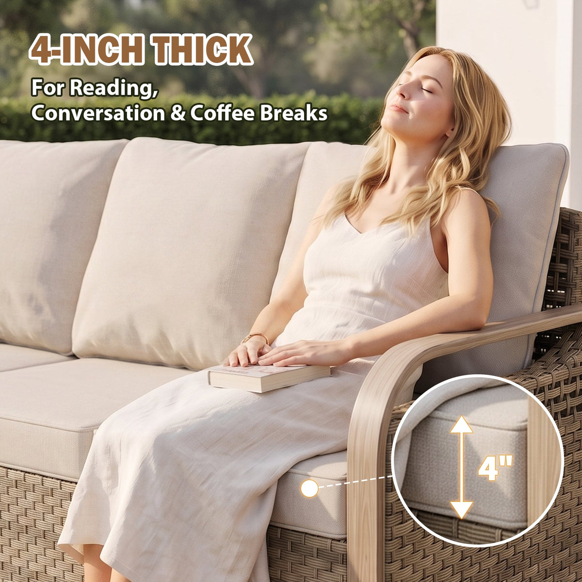 Modern Wicker Outdoor Patio Furniture Set, 2 Patio Chairs, 2 Swivel Rocker Chairs, 3-Seat Sofa, Loveseat, Coffee Table and Side Table, 8 Pieces, Brown/Gray - Eagle Peak®