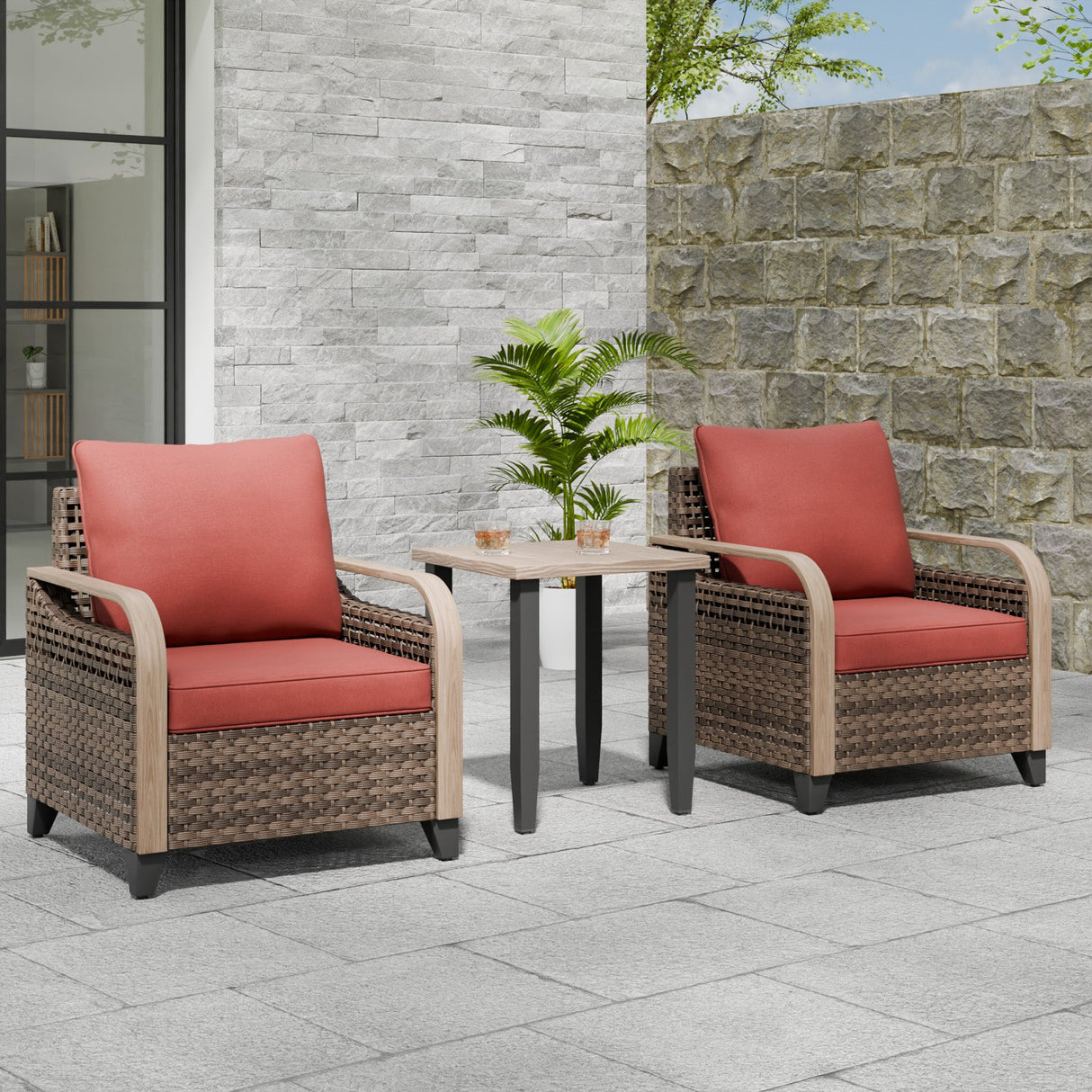 Modern Wicker Outdoor Table and Chairs Set of 3 - Eagle Peak Custom Canopy Tent