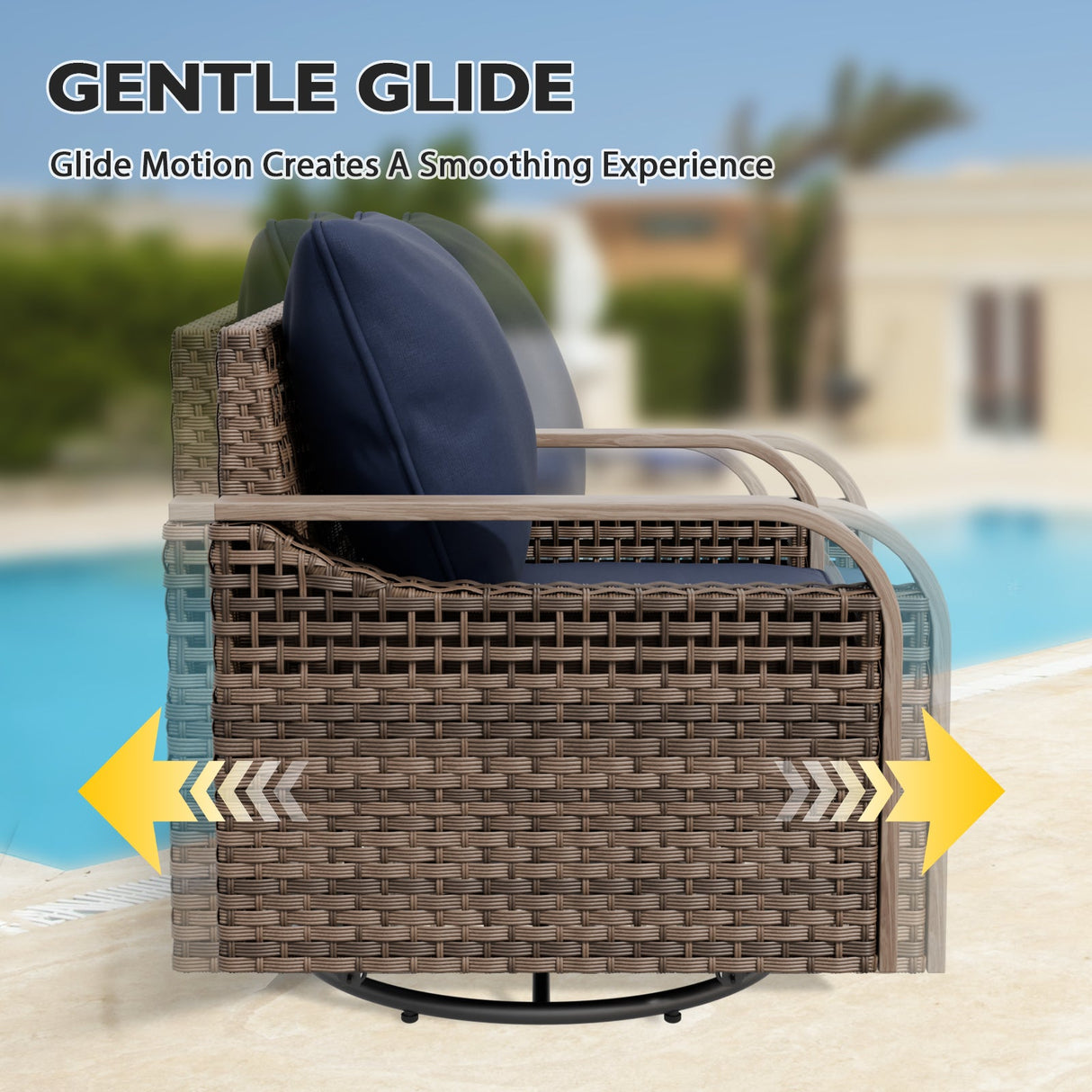 Modern Wicker Swivel Rocker Chair Outdoor, Brown/Gray - Eagle Peak Custom Canopy Tent