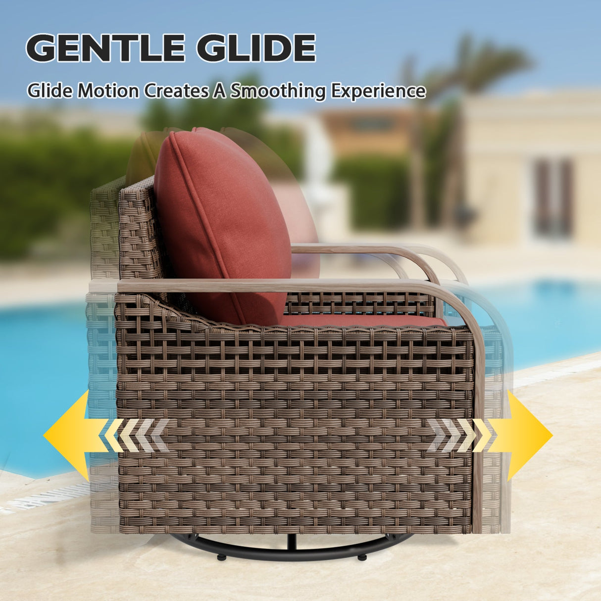 Modern Wicker Swivel Rocker Chair Outdoor, Brown/Gray - Eagle Peak Custom Canopy Tent