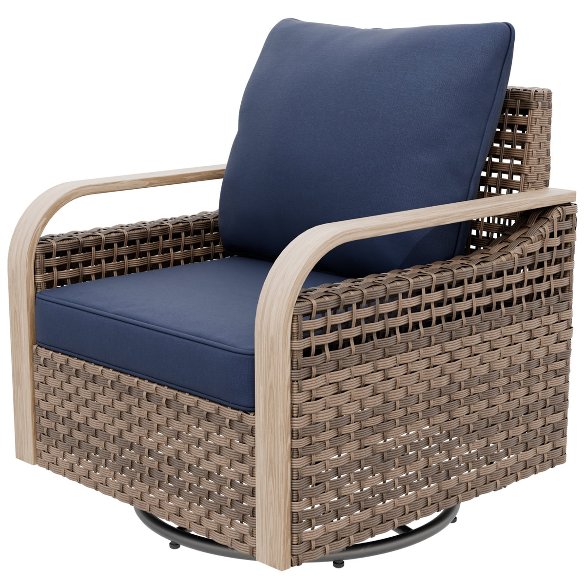 Modern Wicker Swivel Rocker Chair Outdoor, Brown/Gray - Eagle Peak®