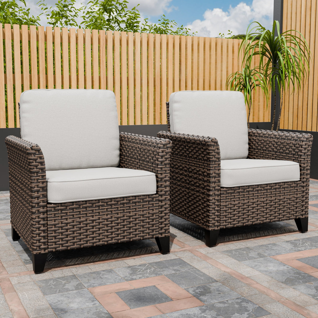 Ocean Vista Outdoor Wicker Patio Chairs Rattan Furniture, Set of 2 Patio Chairs - Eagle Peak