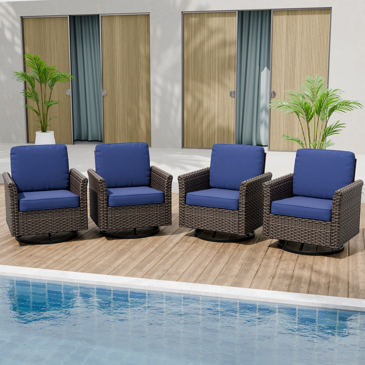 Ocean Vista Outdoor Wicker Patio Rattan Chairs, 4 Chairs - Eagle Peak