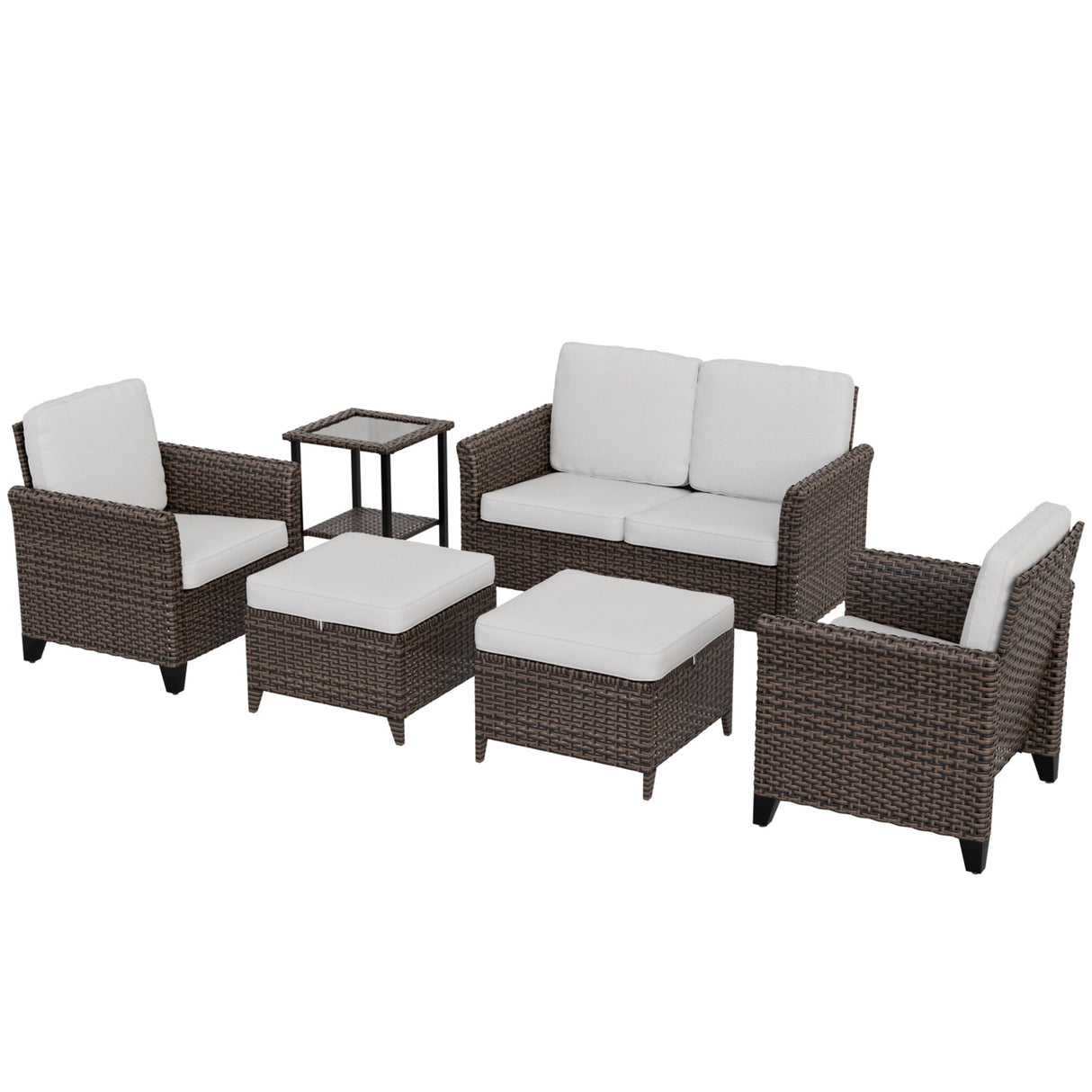 Ocean Vista Wicker Outdoor Patio Furniture Set w/ Patio Chairs, 6 Piece - Eagle Peak