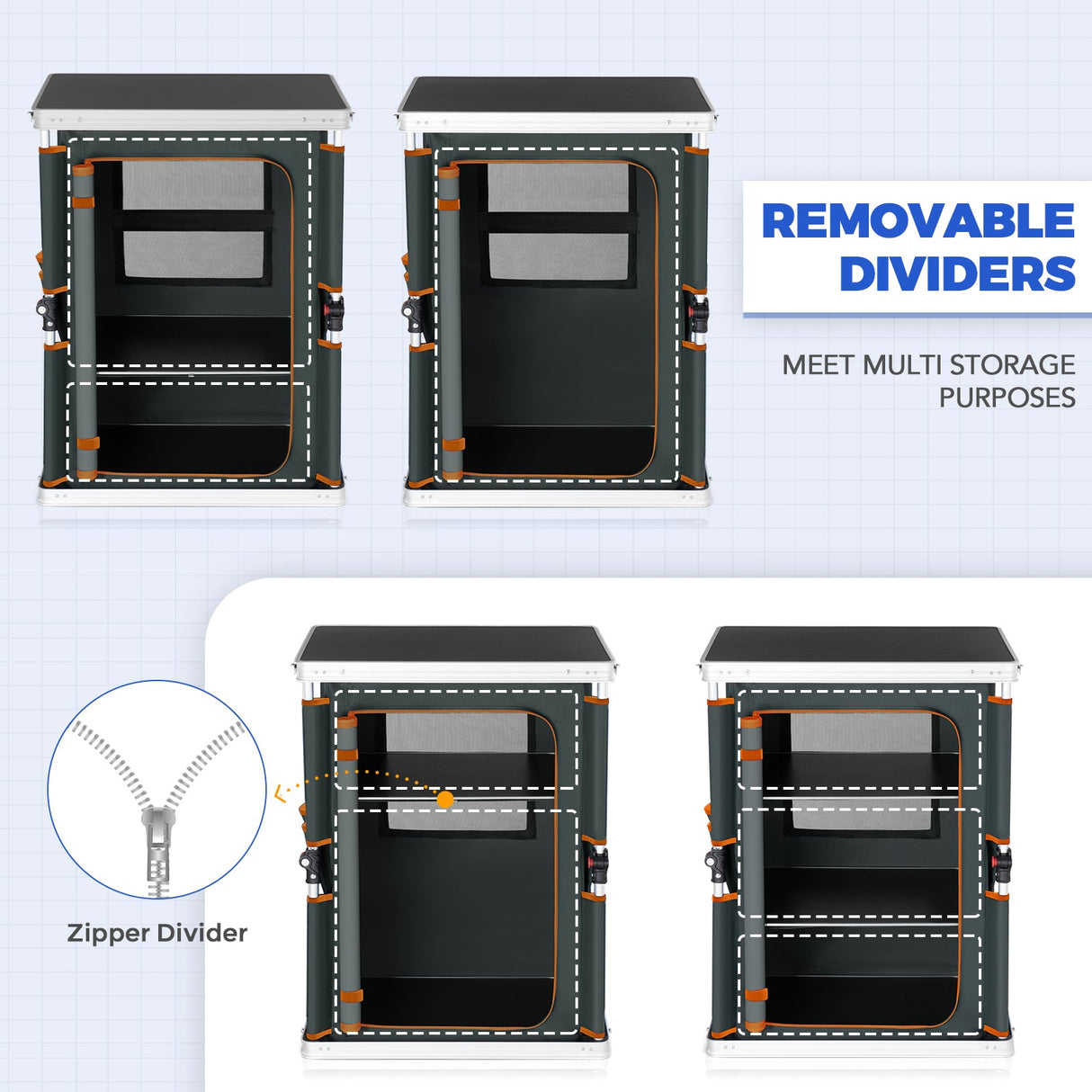 Outdoor Camping Pop Up Folding Table with Large 3 - Tier Storage Organizer and Side Pockets - Eagle Peak Custom Canopy Tent