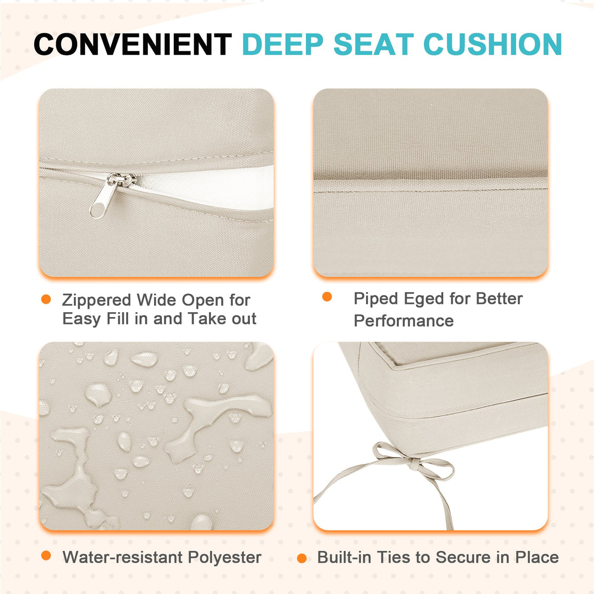 Outdoor Deep Seat Cushion Set, 25 x 25 x 5 inch ,Set of 2 - Eagle Peak Custom Canopy Tent