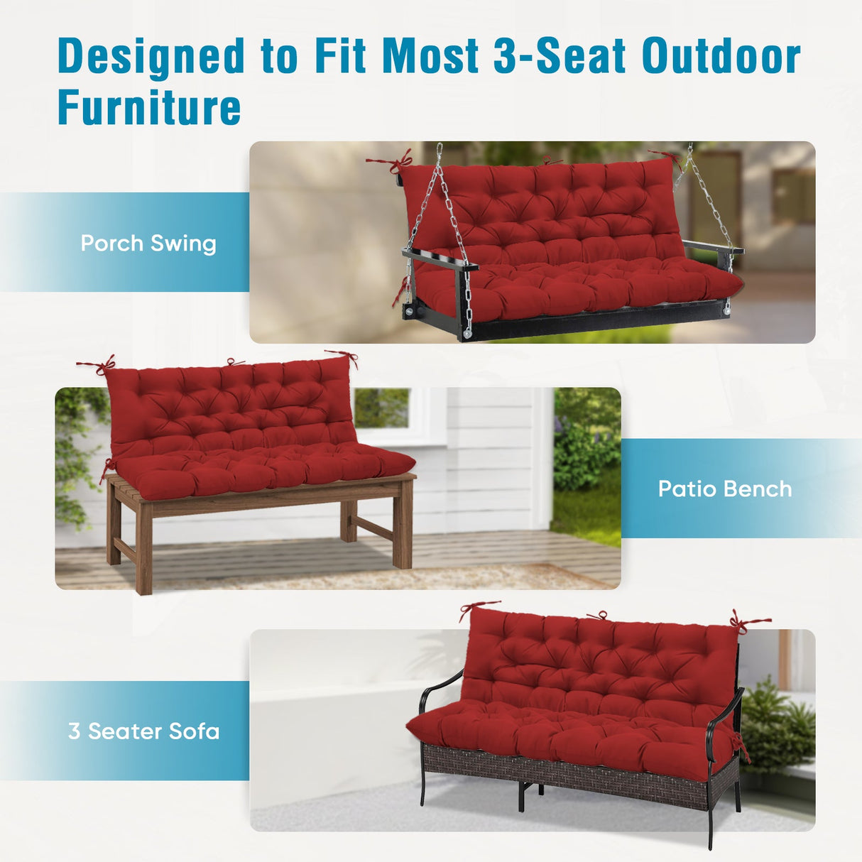 Outdoor Porch 2 - 3 Seater Swing Cushion,59"x43" - Eagle Peak Custom Canopy Tent