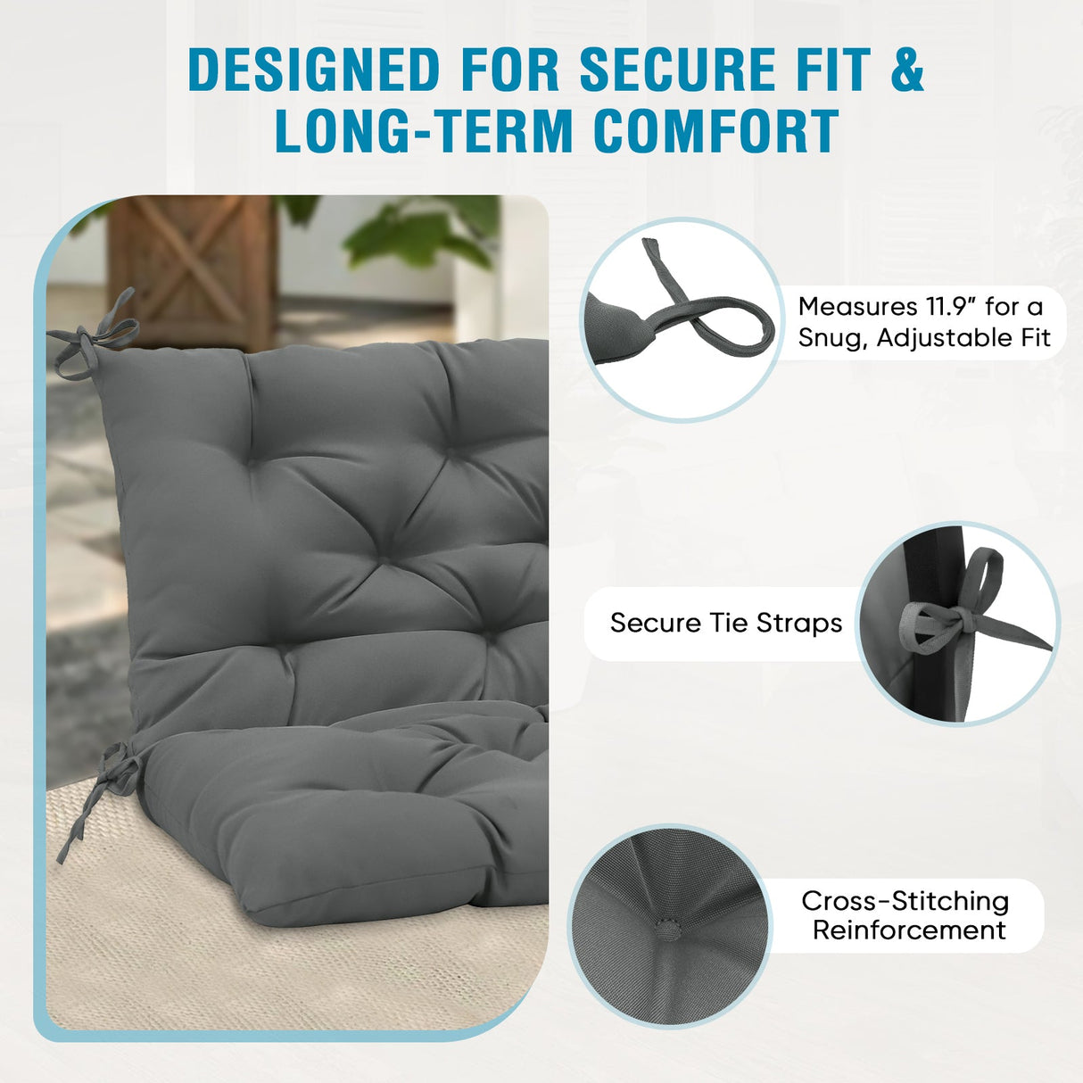 Outdoor Porch 2 - 3 Seater Swing Cushion,59"x43" - Eagle Peak Custom Canopy Tent