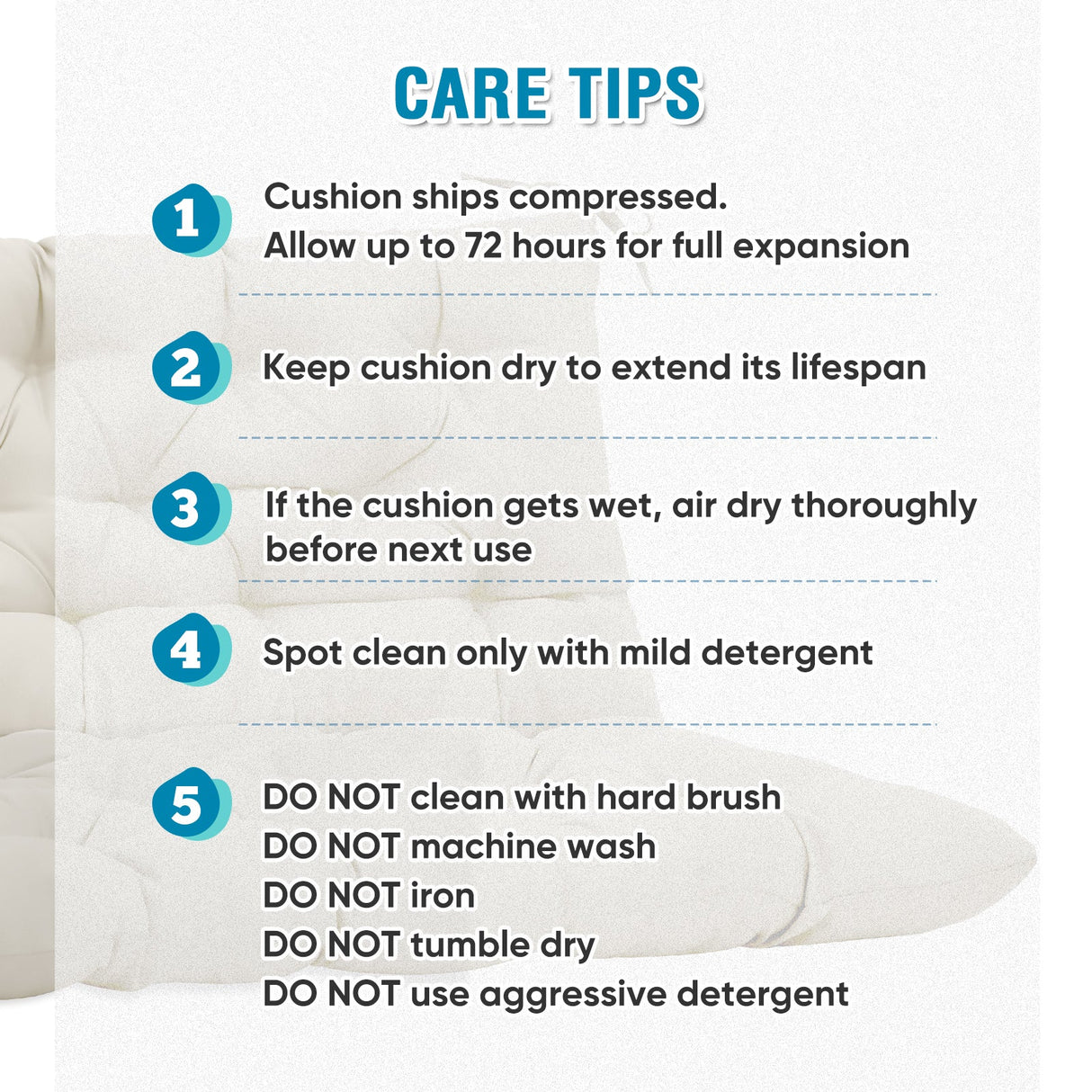 Outdoor Porch 2 - 3 Seater Swing Cushion,59"x43" - Eagle Peak Custom Canopy Tent