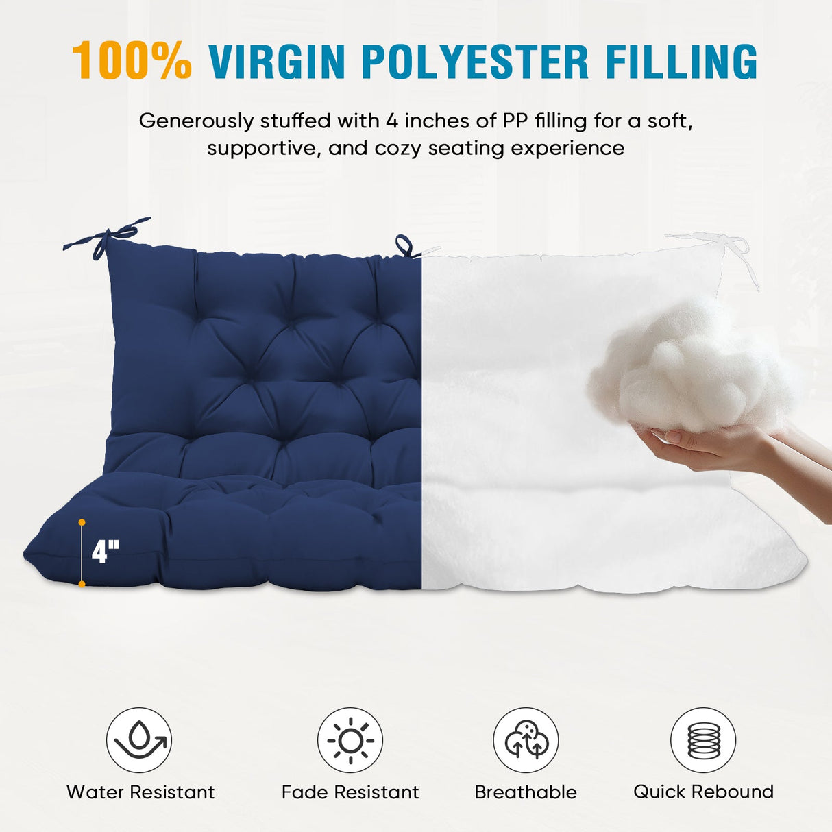 Outdoor Porch 2 - 3 Seater Swing Cushion,59"x43" - Eagle Peak Custom Canopy Tent