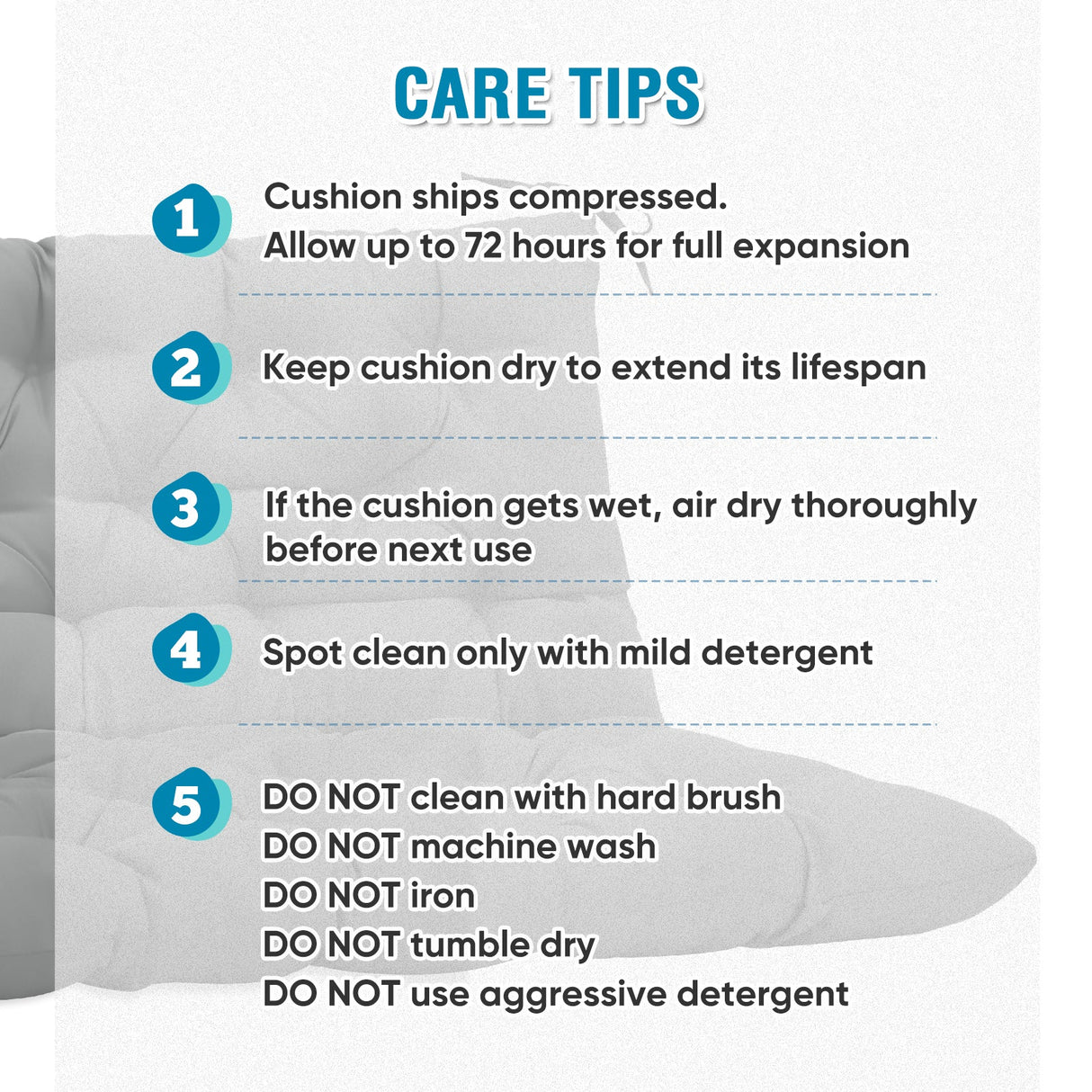 Outdoor Porch 2 - 3 Seater Swing Cushion,59"x43" - Eagle Peak Custom Canopy Tent