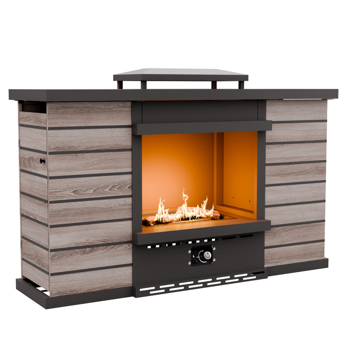 Outdoor Propane Fireplace with Hidden Storage & Adjustable Flame, Gray/Tan - Eagle Peak Custom Canopy Tent